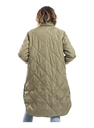 Olive Plain Zipper Waterproof Puffer Jacket_Olive 