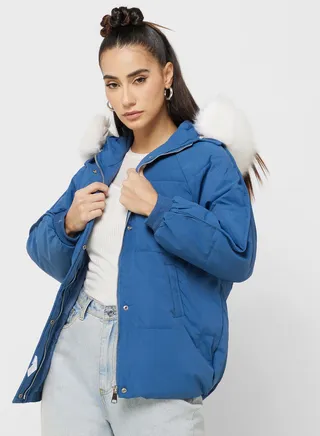 Urban Minx Padded Jacket With Fur Hood 