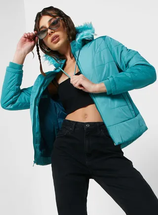 Urban Minx Urban Minx Classic Padded Jacket With Hood 