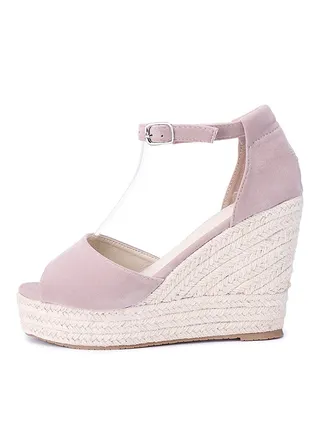 Buckle Suede Wedges Pink 