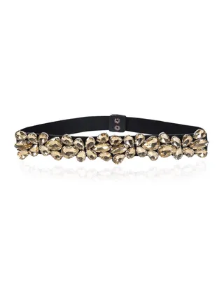 KASTWAVE Rhinestone Skinny Belt Floral Elastic Belt for Lady 