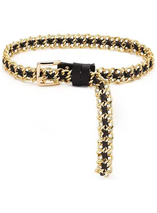 Metal Leather Chain Belts Punk Style Waist Belt for Women Dress Jeans 