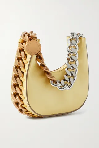 Stella McCartney - Frayme Chain-trimmed Vegetarian Leather Shoulder Bag - Yellow