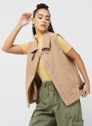 Urban Minx Sleeveless Borg Jacket