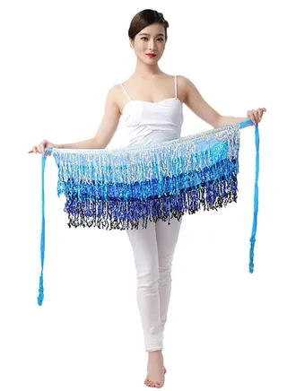 Sequin Fringe Waist Chain Skirt Sparkly Belly Dance Tassel Waist Wrap Belt Skirts Party Rave Costume Multicolor 