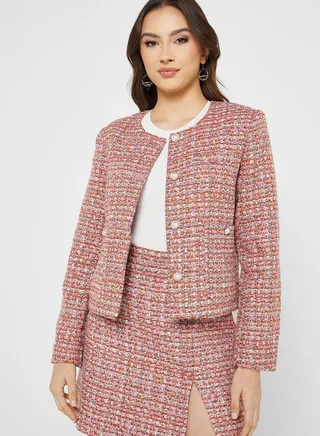 Printed Button Down Blazer