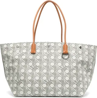 Basketweave-Print Tote Bag