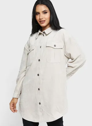Pocket Detail Longline Shacket 