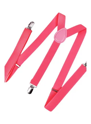 Clip On Suspenders Elastic Y-Shape Back Formal Braces Rose 