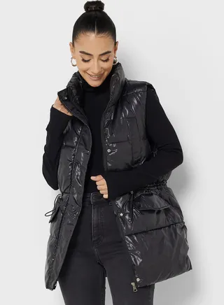 High Neck Padded Vest Jacket