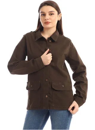 Plain Basic Long Sleeves jackets Dark Green 