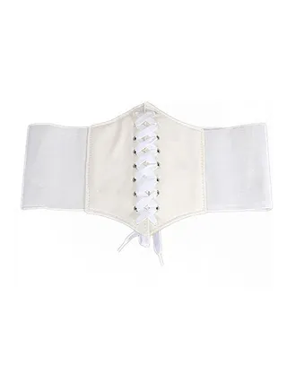 Wide Waist Waistband Belt White 