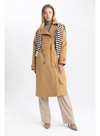 Woman Relax Fit Hooded Trenchcoat 
