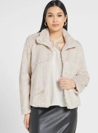 High Neck Fur Jacket 