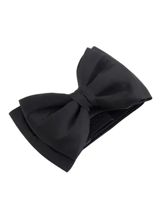 Bowknot Elastic Wide Stretch Bow Buckle Waist Belt Black 