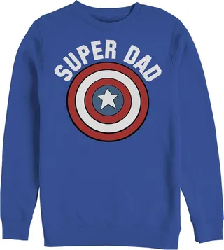 Men's Marvel Super Dad Captain America Shield Sweatshirt - Royal Blue - Small