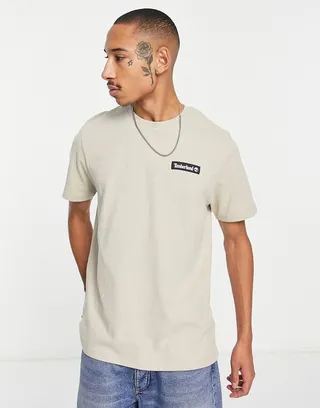 Timberland heavy weight woven badge t-shirt in stone