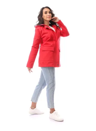 Red Fly Zip Polyester Jacket_Red 