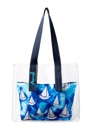 Sailboat Design Transparent Shopping and Beach Bag 