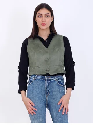 Velvet vest with Buttons 