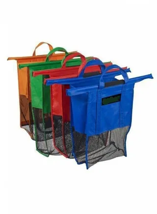 4 Pieces Foldable Shopping Cart Reusable Eco-Friendly Grocery Storage Bags 