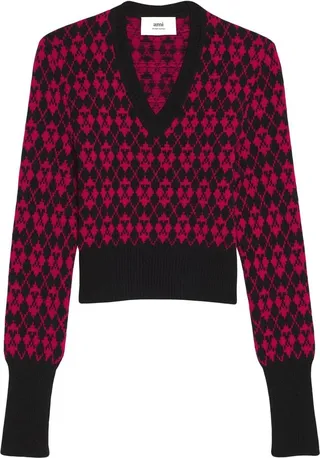 Ami de Coeur-pattern V-neck jumper