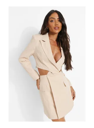 Twist Cut Out Pocket Detail Blazer Dress 