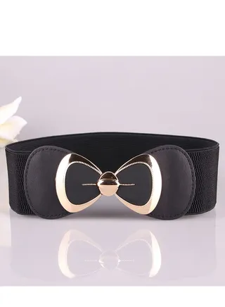 Fashion Versatile Women's Bow Elastic Belt 70cm Black 