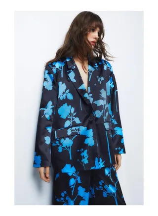 Premium Satin Floral Printed Blazer 