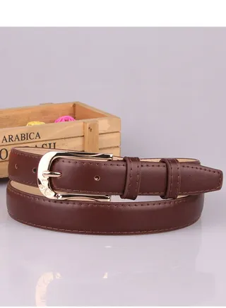 All Kinds Of Women's Pu Leather Pin Buckle Decorative Leisure Belt 105cm Brown 
