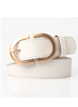 Ladies With A Jacket Simple Waist PU Leather Belt 105cm White 
