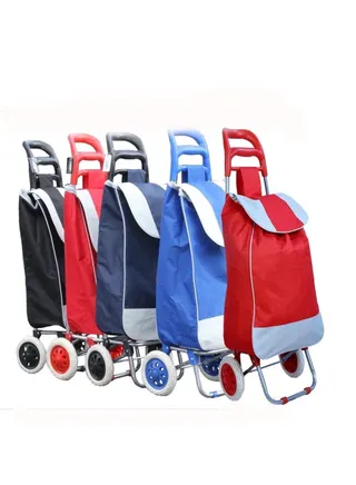 1Pcs Random Color Foldable Shopping Trolly Luggage Bag Vegetable Trolley with Wheel Easy to Carry Travelling Luggage Trolley Bag with Good Looking and Easy Carring 