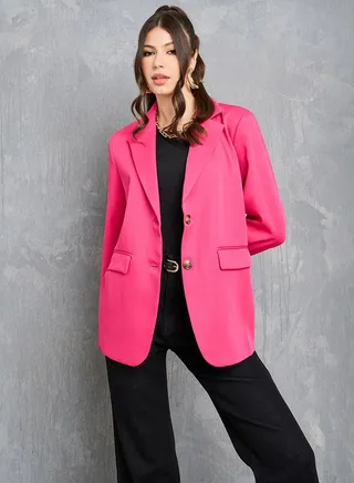 Oversized Frenchy Lapel Button Up Blazer 