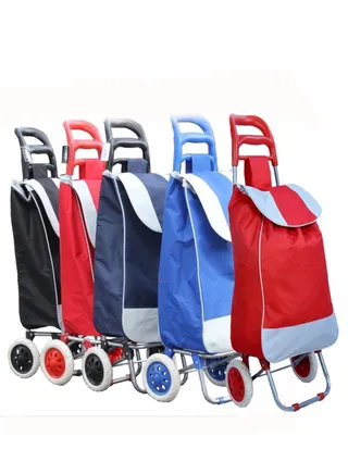 1Pcs Random Color Unique Heavy Duty Shopping Trolley Bag with Wheels for Vegetables Grocery 