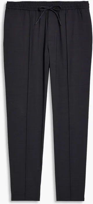 Tapered wool-blend drawstring pants