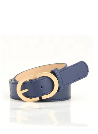 Ladies With A Jacket Simple Waist PU Leather Belt 105cm Blue 