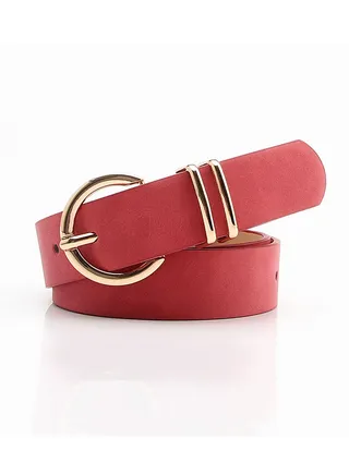 Fashion Boutique Women's Needle Button Casual Versatile Jeans Belt 105cm Red 