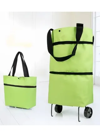 Carts Folding Shopping Pull Cart Trolley Bag with Wheels 2 in 1 Shopping Bag Reusable Grocery Bags with Wheels Vegetables Bag Food Organizer 