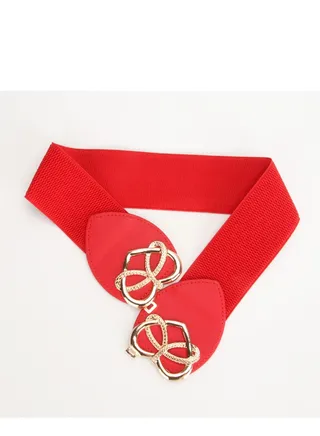 Women's Summer Fecorative Jeans Fashion Trend Elastic Hidden Belt  67cm Red 