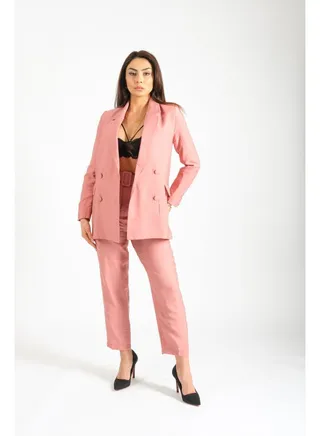 Blazer With Double Buttons - Rose Pink - 100101 