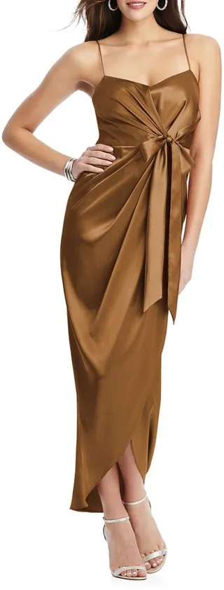 Bow Front Stretch Satin Gown