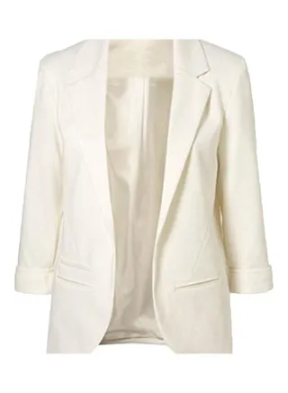 Chic Lapel Slim Pocket Blazer White 