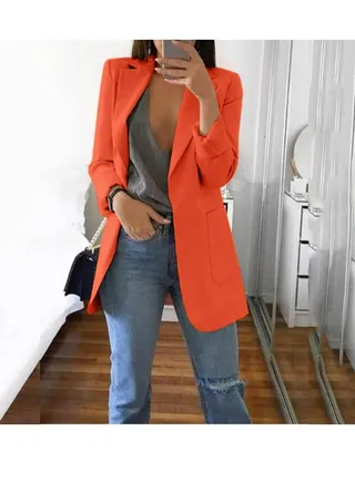 Womens Lapel Casual Blazer Jacket Button Down Long Sleeve Coats Slim Fit Work Office Loose Outerwear Suit with Pockets 