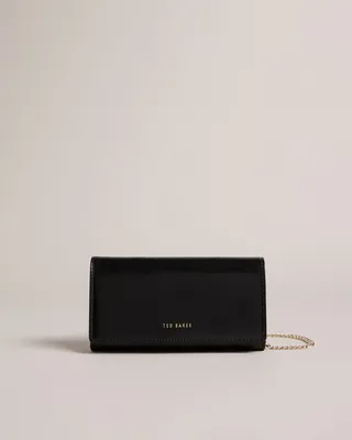 Metallic Leather Crossbody Bag in Black