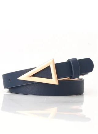 Ladies Belt Alloy Triangle Button 107cm Blue 