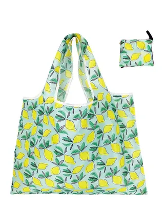 Foldable Reusable Shopping Bag Lemon Print 56x41cm 