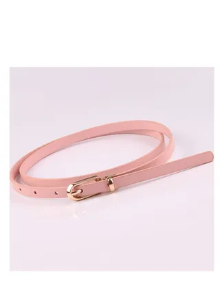 Dress With Sweater Thin Belt Women's Versatile Needle Button PU Small Belt 105cm Pink 
