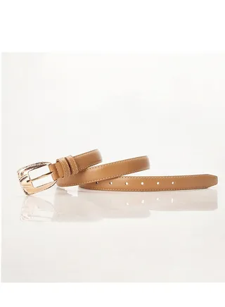 Fashion Explosion Style With Classic Square Pinhole Jeans Belt Women 105cm Brown 