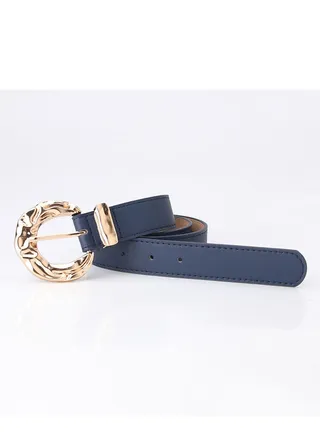 Fashion Personality Student Decoration Trend Women Metal Buckle Belt 106cm Blue 