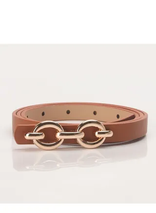 Women's Belt Alloy Buckle Versatile Dress West Decorative Niche Jeans Pu Leather 105cm Brown 